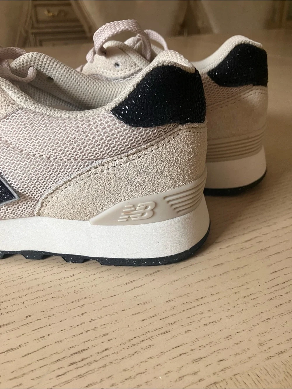 New Balance Beige and Black  Retro Runner Sneakers